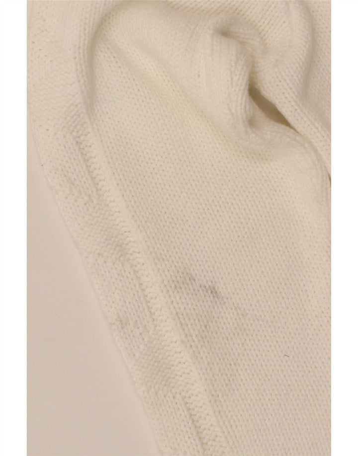 Benetton Dame Crop Cardigan Sweater IT 48 XL Hvid Bomuld