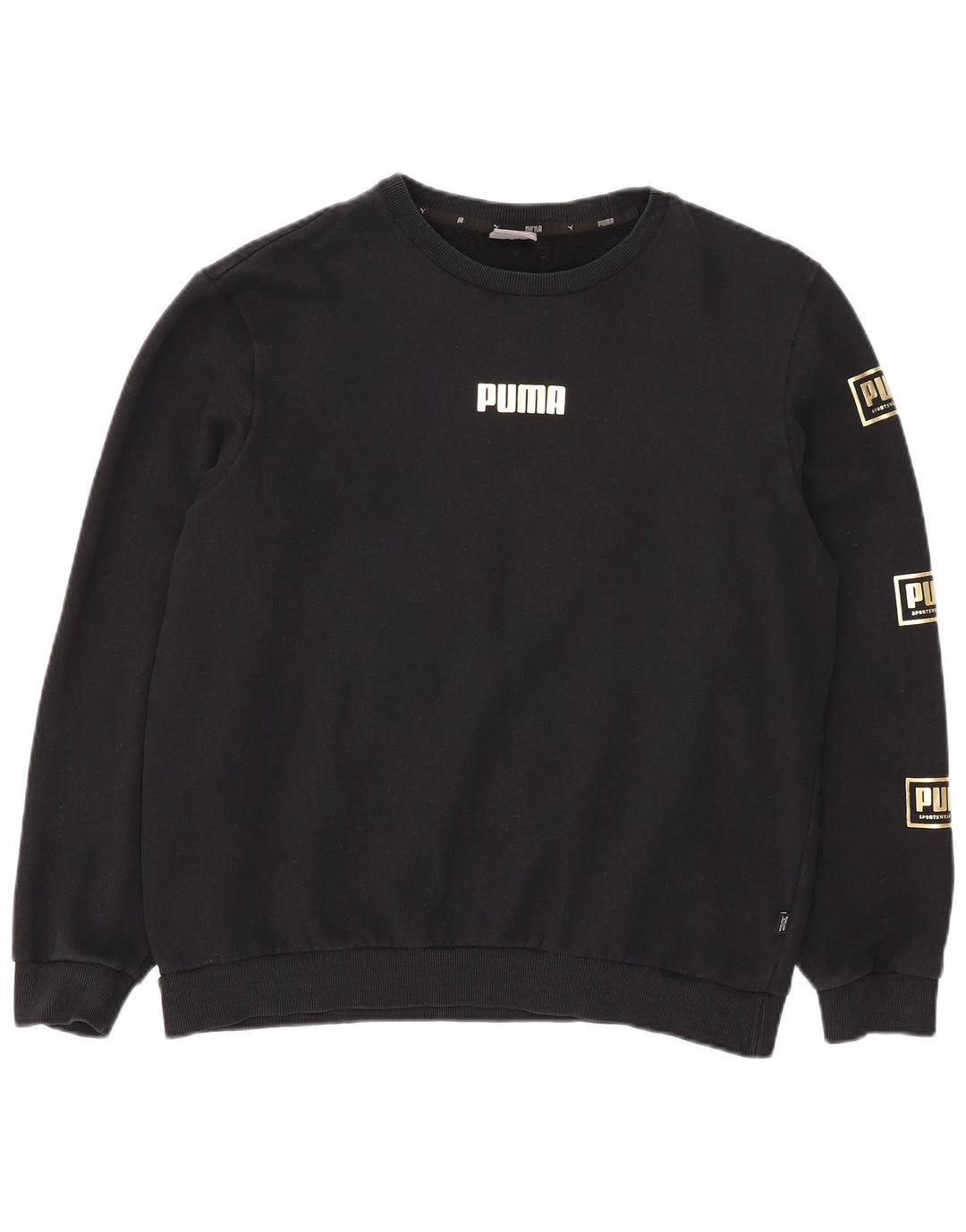 Puma Graphic Sweatshirt Jumper UK 16 Stor sort bomuld
