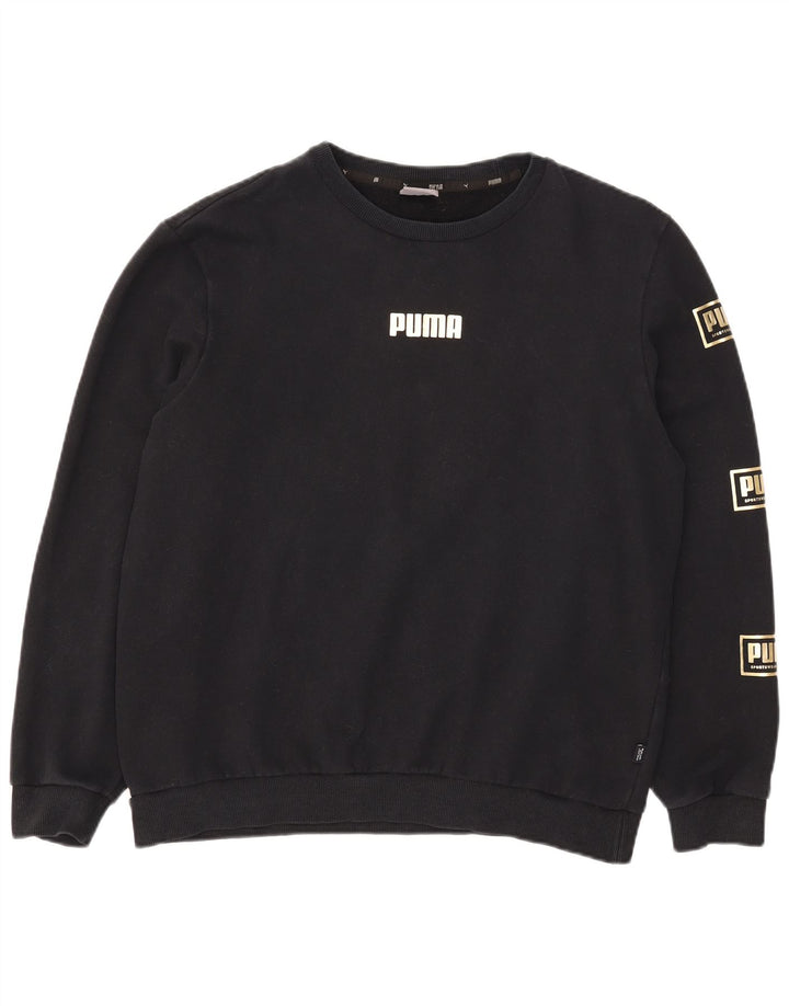 Puma Graphic Sweatshirt Jumper UK 16 Stor sort bomuld