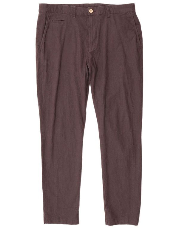 Zara Mens Slim Chino Trousers EU 46 XL W36 L30 Grey Houndstooth Cotton