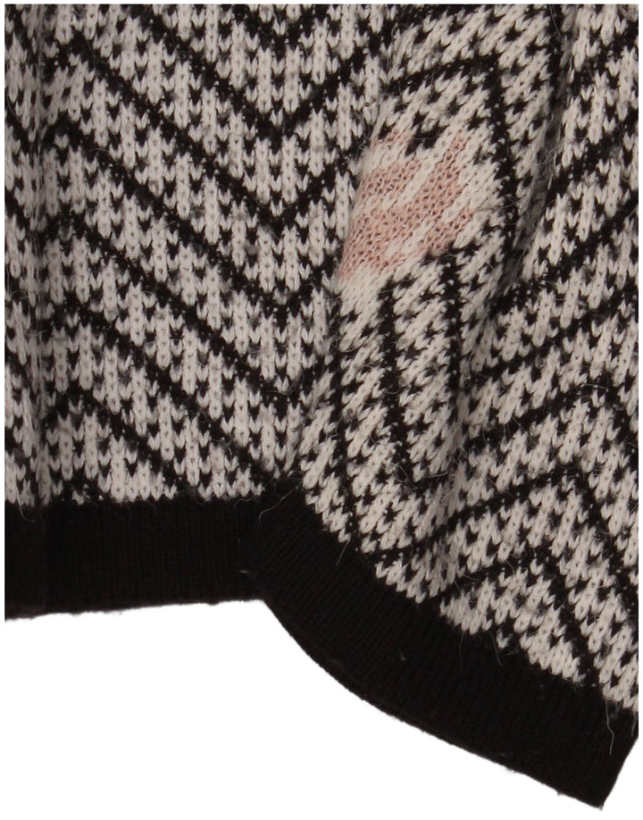 Vintage dame cardigan sweater UK 16 Large White Chevron