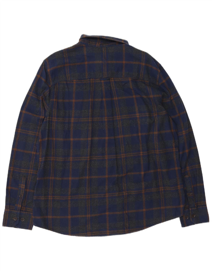Fedt ansigt herre ternet flannel skjorte 2XL marineblå plaid bomuld