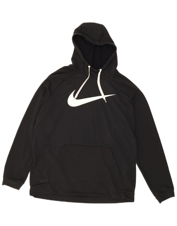 Nike Herre Dri Fit Grafisk Hoodie Jumper 2XL Sort Polyester