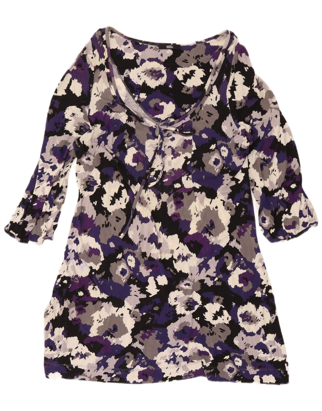 Marks & Spencer 3/4 ærmet basiskjole til kvinder DK 16 Stor lilla camouflage