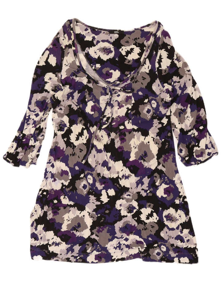 Marks & Spencer 3/4 ærmet basiskjole til kvinder DK 16 Stor lilla camouflage