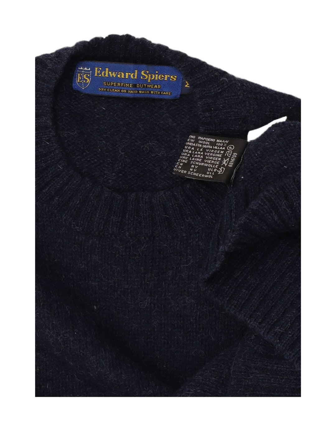 Edward Spires Herre Crew Neck Jumper Sweater Medium Navy Blue Uld