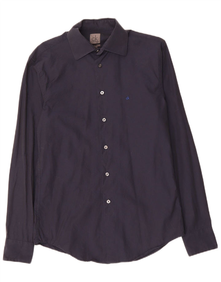 CALVIN KLEIN Slim Fit skjorte til mænd, lille marineblå bomuld