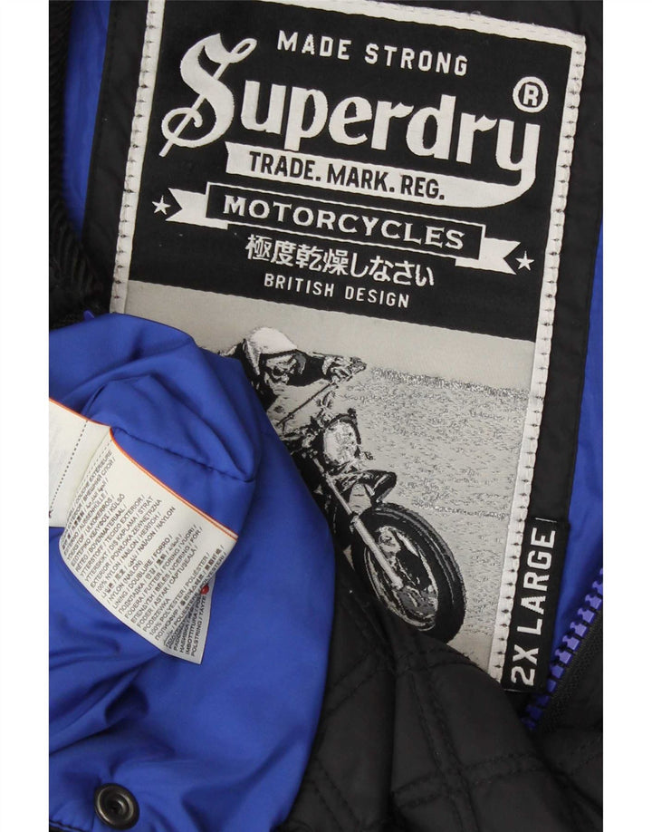 Superdry Herre quiltet jakke UK 44 2XL sort nylon