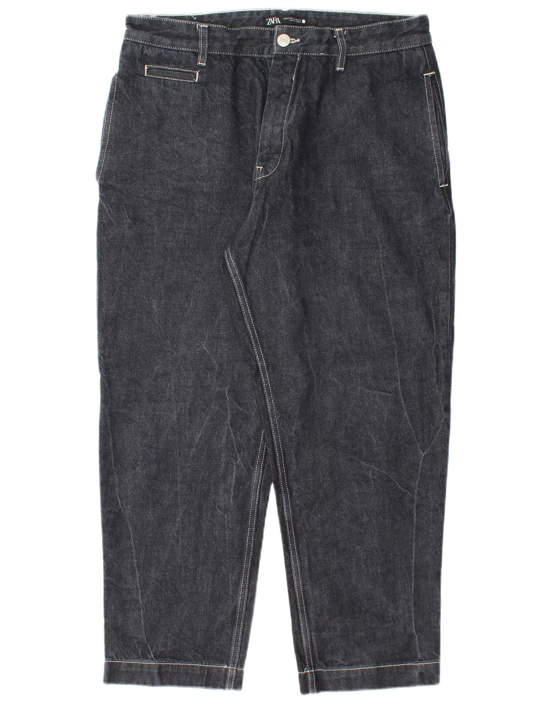 Zara Herre Tapered Jeans EU 44 Large W34 L27 Sort Bomuld