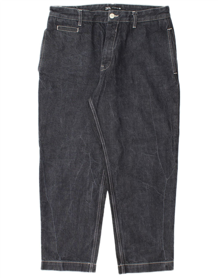 Zara Herre Tapered Jeans EU 44 Large W34 L27 Sort Bomuld