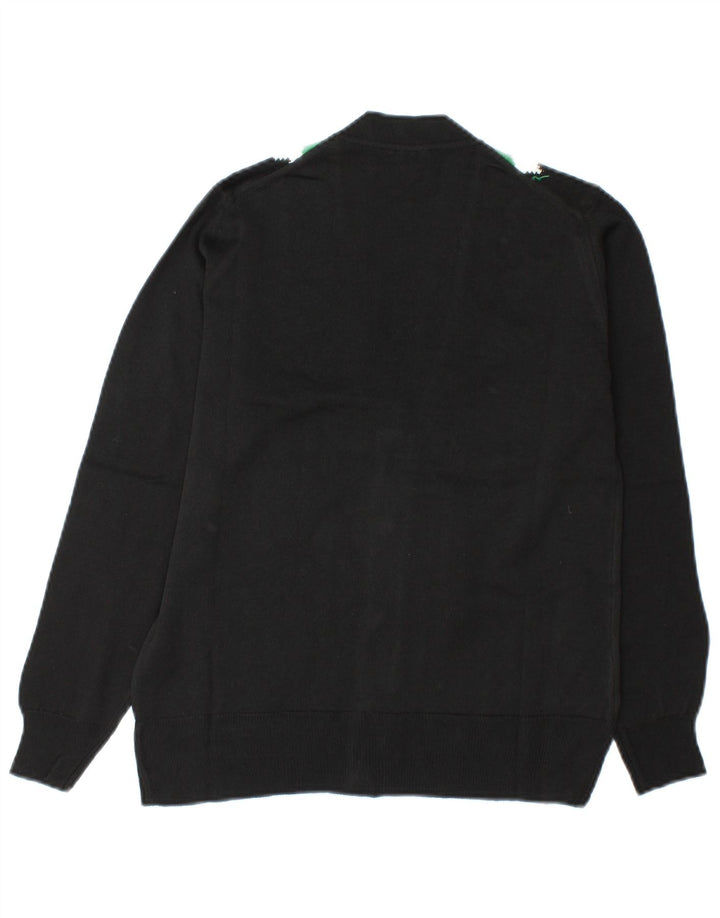 Vintage dame cardigan sweater IT 48 XL Sort Colourblock