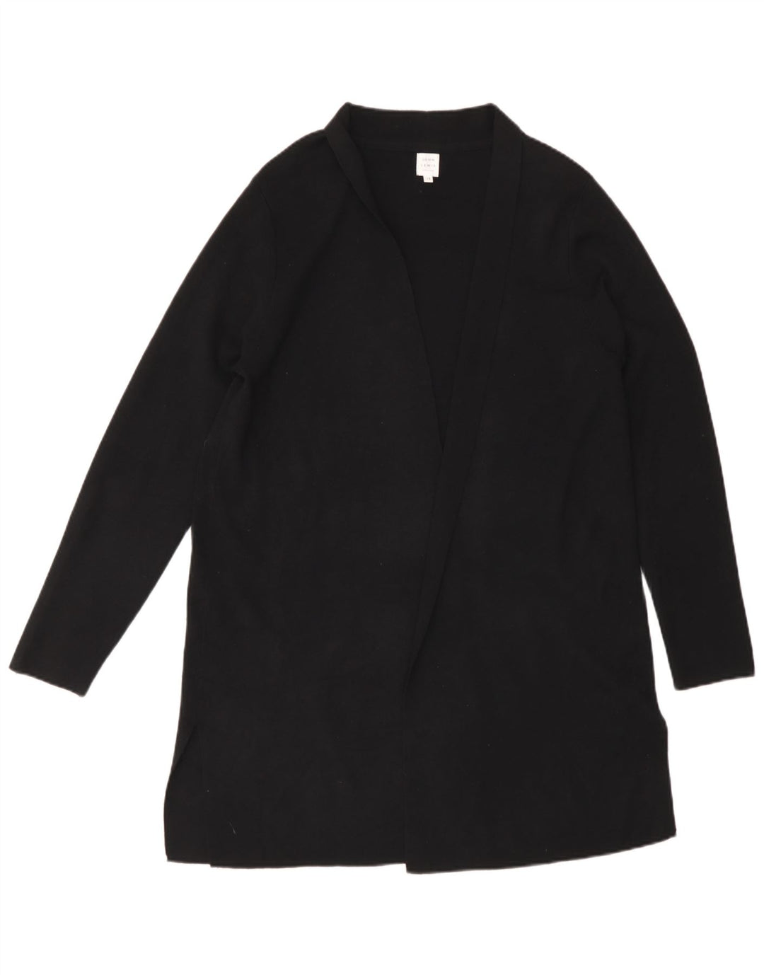 John Lewis Dame Longline Open Cardigan Sweater UK 12 Medium Black