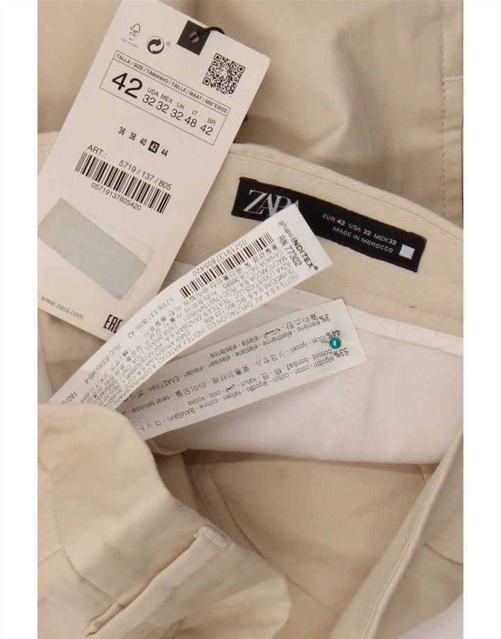 Zara Herre Chino Shorts W32 Medium Beige Bomuld