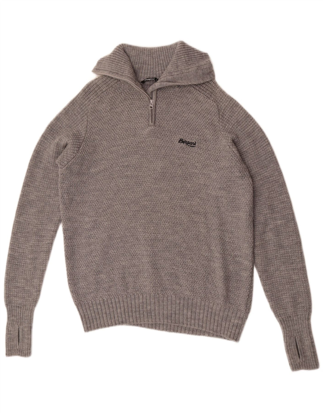 Bergans Herre Zip Neck Jumper Sweater XL Grå Merinould
