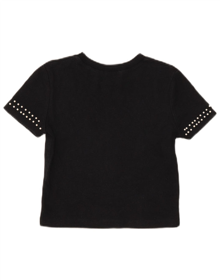Zara Womens Crop T-Shirt Top UK 10 Small Black