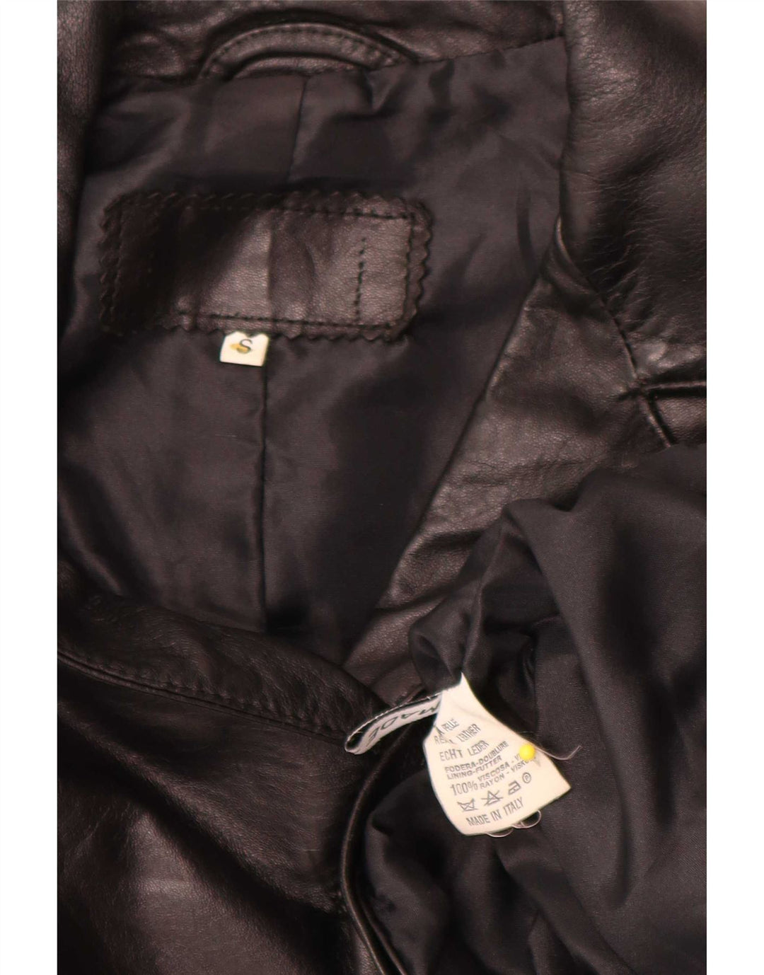 Vintage Dame Oversized 3-knaps Læder Blazer Jacket UK 10 Small Black