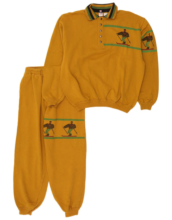 Roby Womens Graphic Full Tracksuit UK 16 Large Yellow Cotton