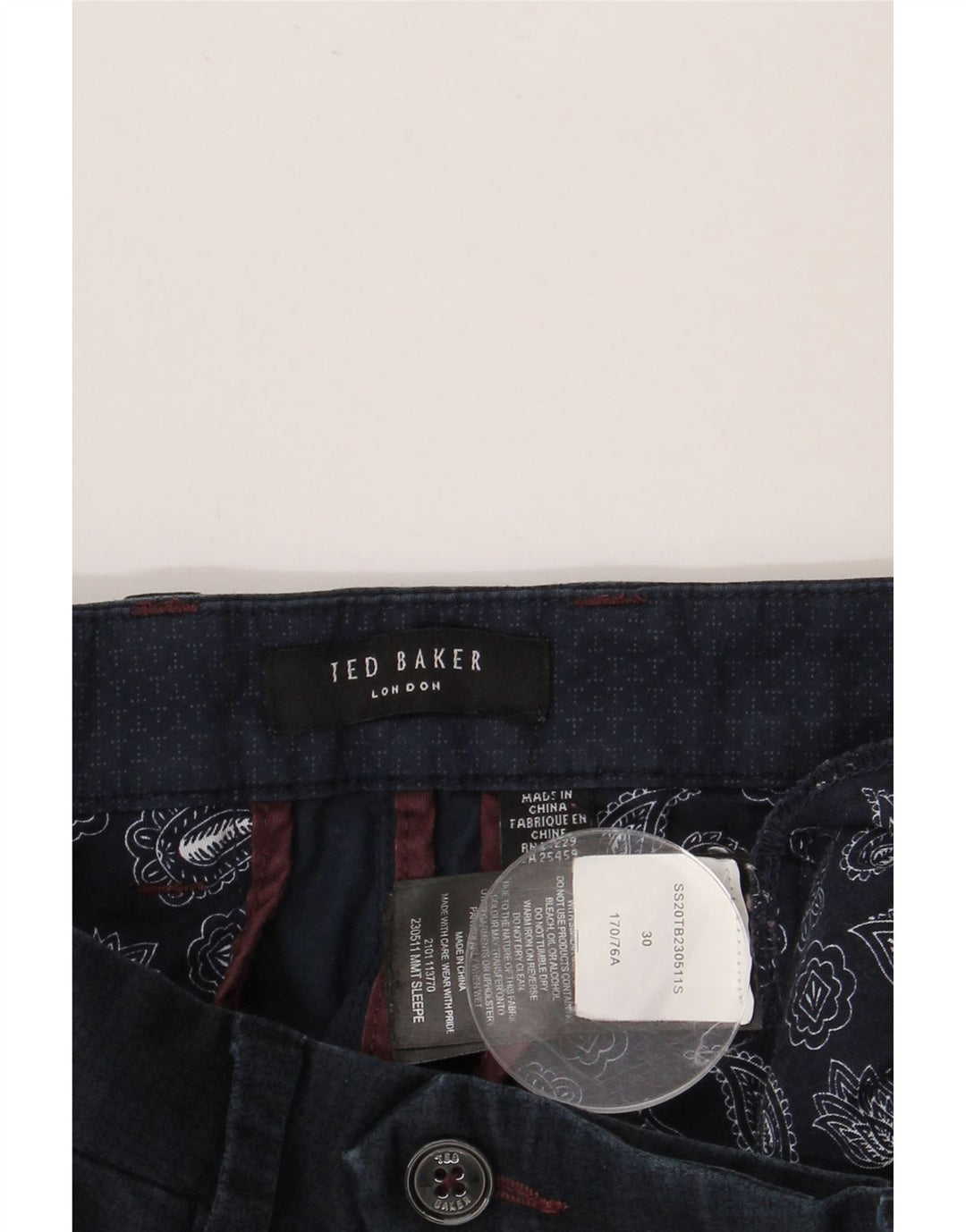 Ted Baker Herre Slim Suit Bukser W30 L29 Marineblå Bomuld