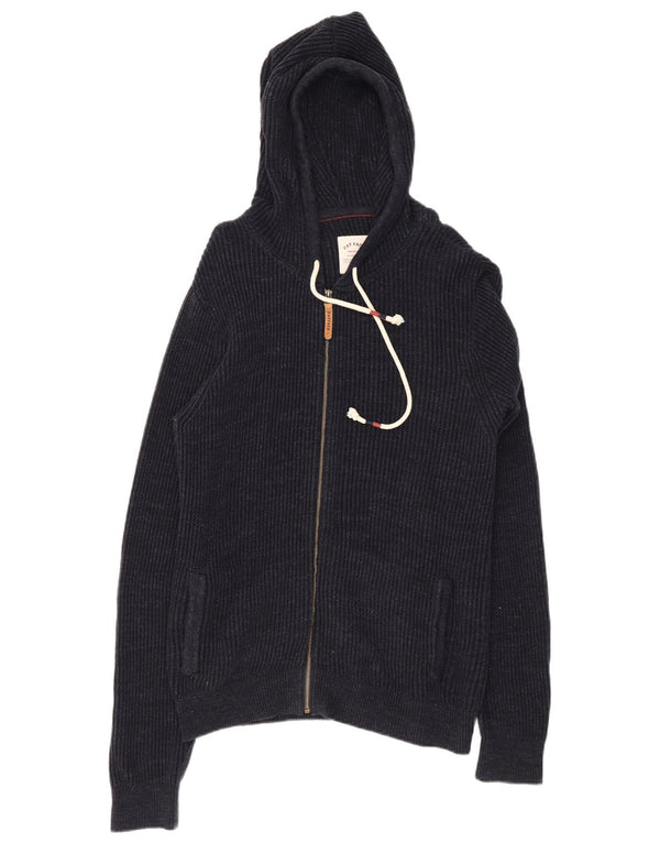 Fat Face Herre Hooded Cardigan Sweater med fuld lynlås Large Navy Blue Flecked