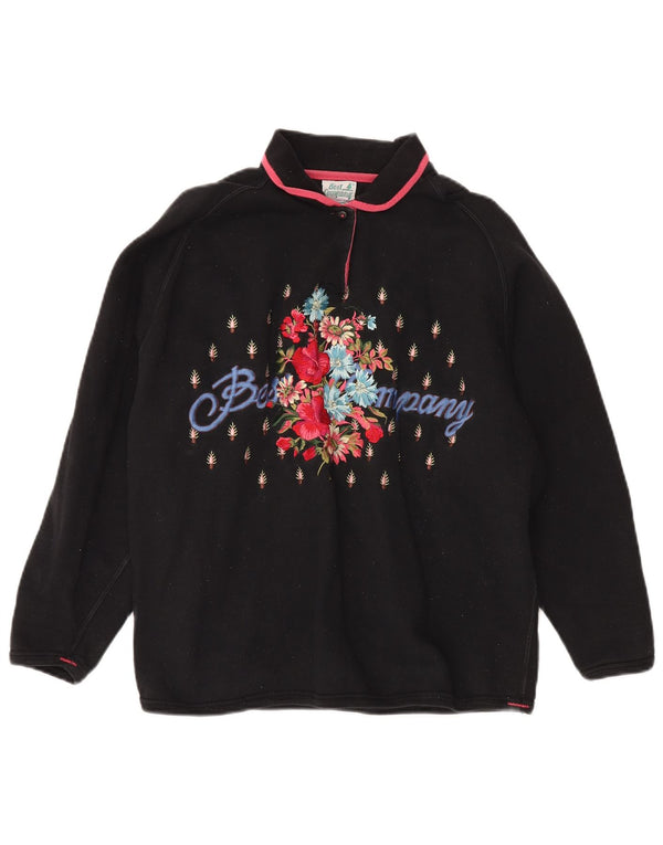 BEDSTE FIRMA Dame Oversized Grafisk Sweatshirt Jumper UK 16 Large Black