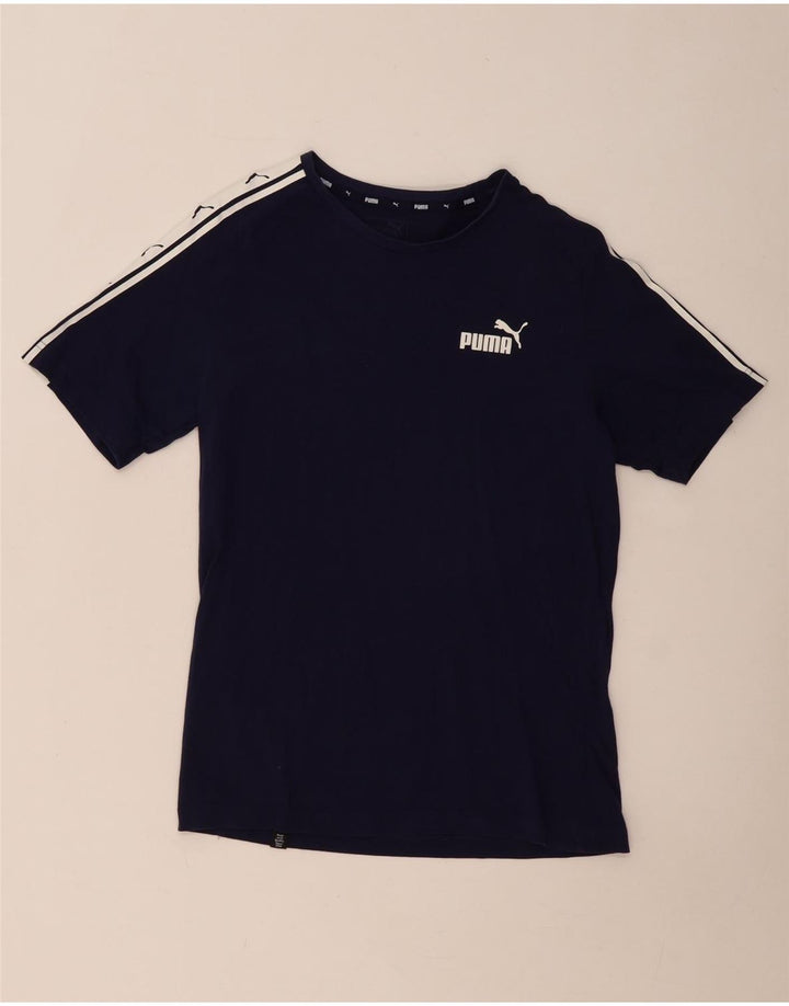 PUMA Grafisk T-shirt top til mænd, lille marineblå farveblok