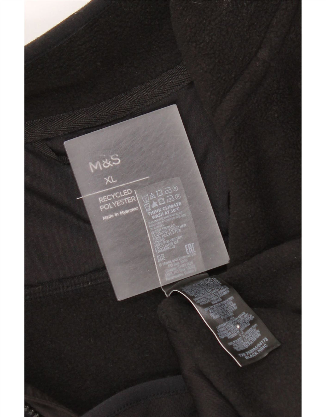 Marks & Spencer Herre Fleecejakke UK 42 XL Sort Polyester