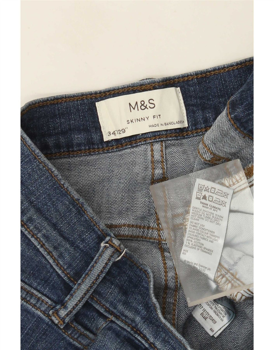 Marks & Spencer Skinny Jeans til mænd W34 L29 blå bomuld