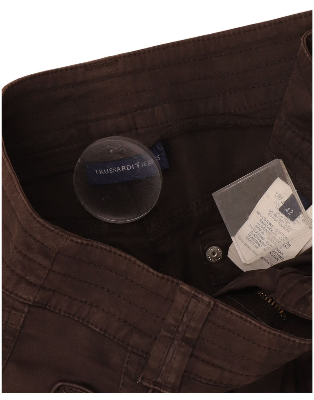 Trussardi Dame Cargo Capri Bukser IT 42 Medium W30 L19 Brun Bomuld
