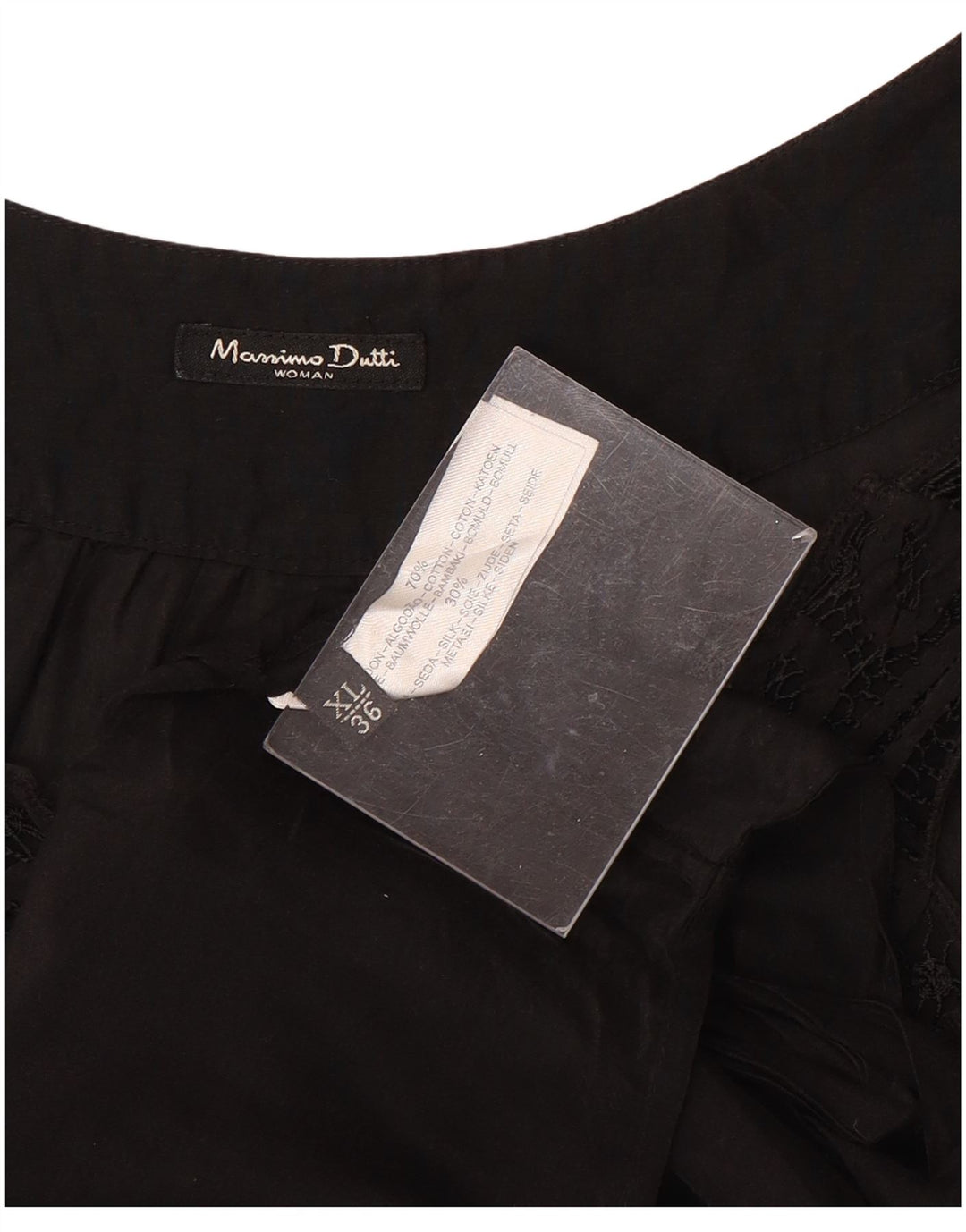 MASSIMO DUTTI Dame ærmeløs bluse Top UK 18 XL Sort Bomuld