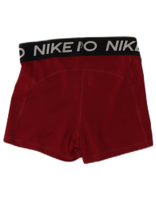 Nike Dame Dri Fit grafiske sportsshorts UK 12 Medium Burgundy Colourblock
