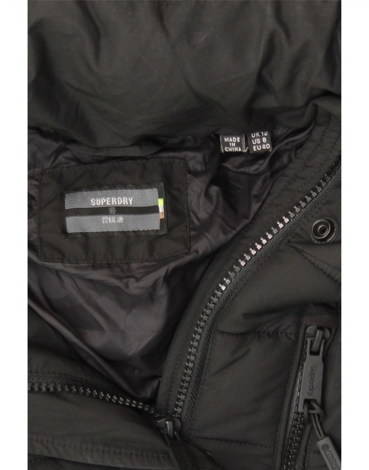Superdry Polstret hættejakke til kvinder UK 12 Medium Sort Polyester
