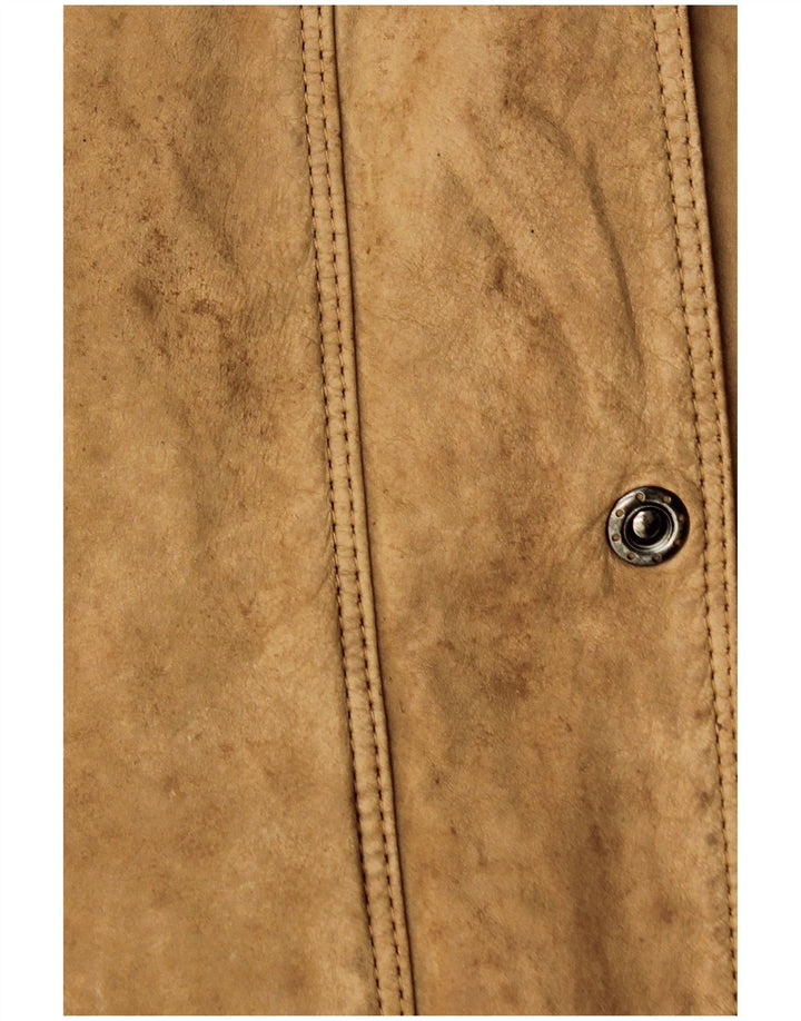 Vintage Dame Oversized Læderjakke IT 46 Large Beige Læder
