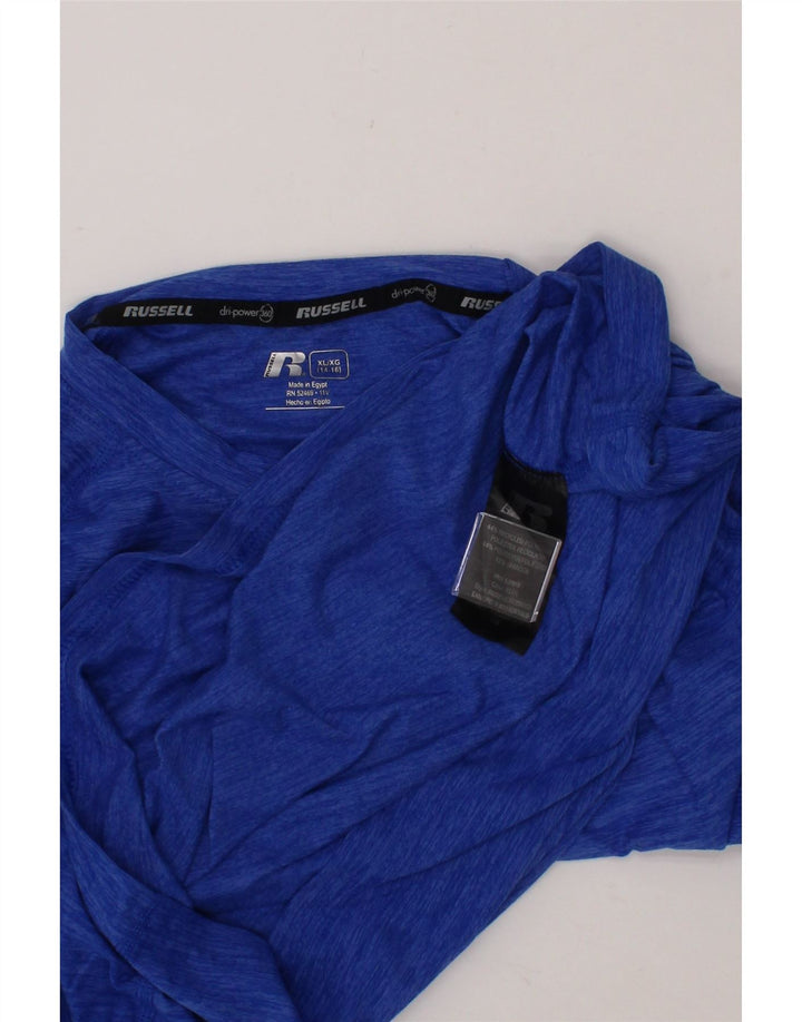 RUSSELL ATHLETIC Boys Top Long Sleeve 14-15 Years XL Blue Polyester Vintage Russell Athletic and Second-Hand Russell Athletic from Messina Hembry 