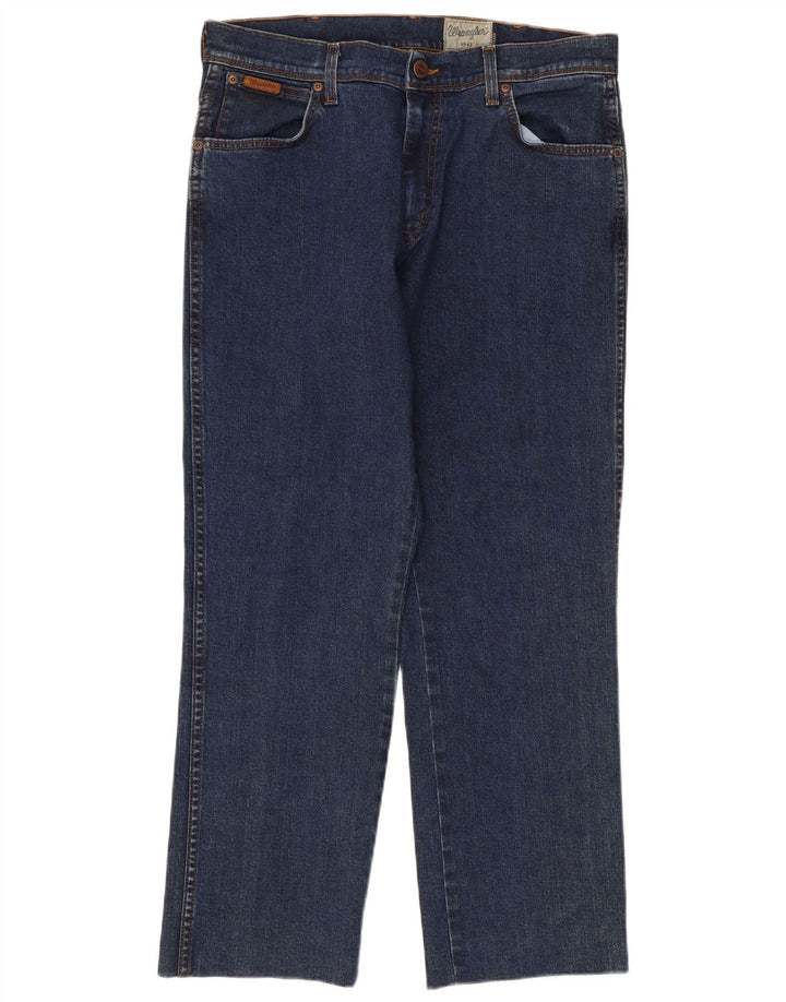 Wrangler Herre Texas Straight Jeans W34 L26 Marineblå Bomuld