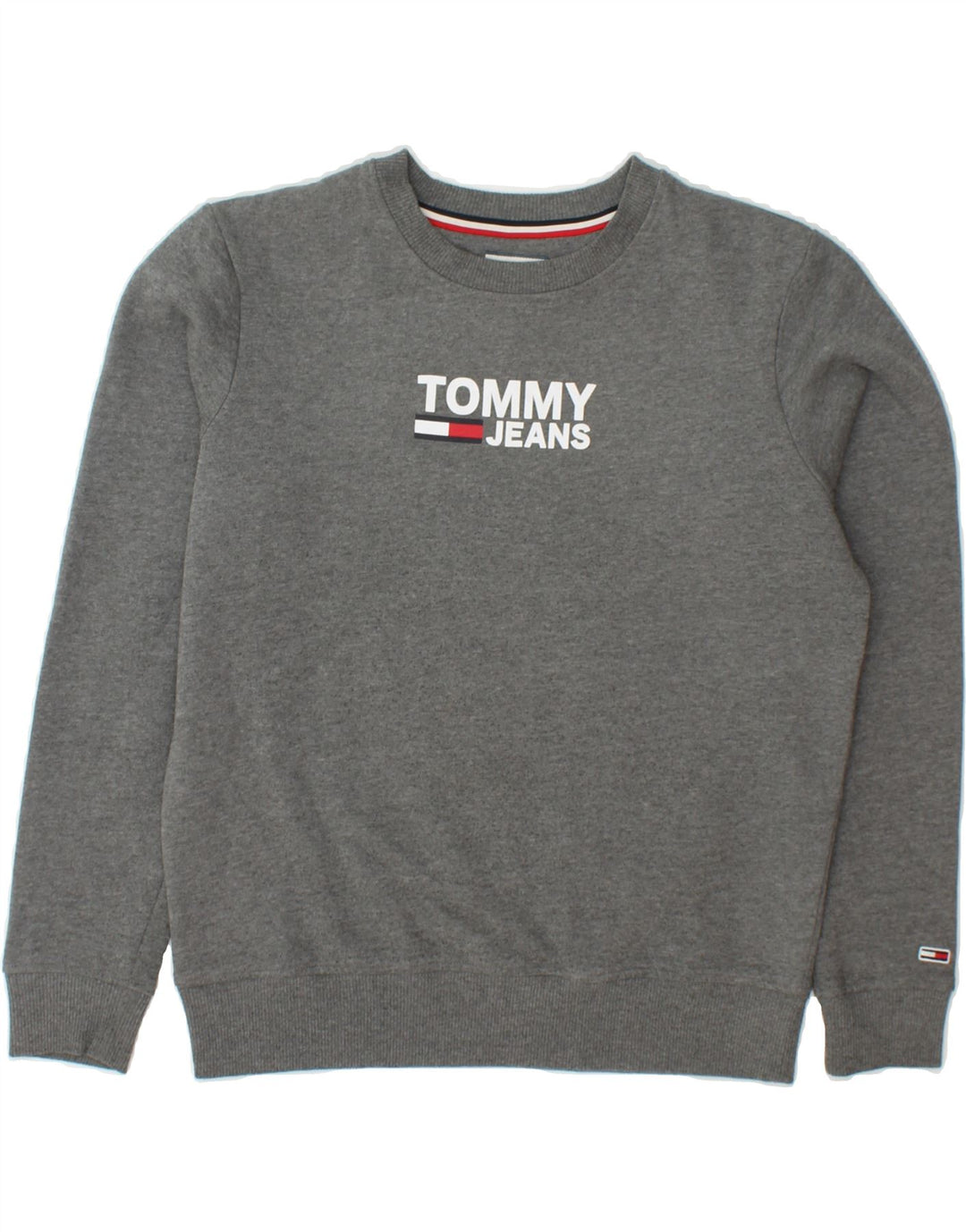 TOMMY HILFIGER Womens Graphic Sweatshirt Jumper UK 10 Small Grey Cotton Vintage Tommy Hilfiger and Second-Hand Tommy Hilfiger from Messina Hembry 