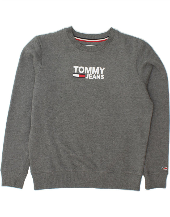 TOMMY HILFIGER Womens Graphic Sweatshirt Jumper UK 10 Small Grey Cotton Vintage Tommy Hilfiger and Second-Hand Tommy Hilfiger from Messina Hembry 