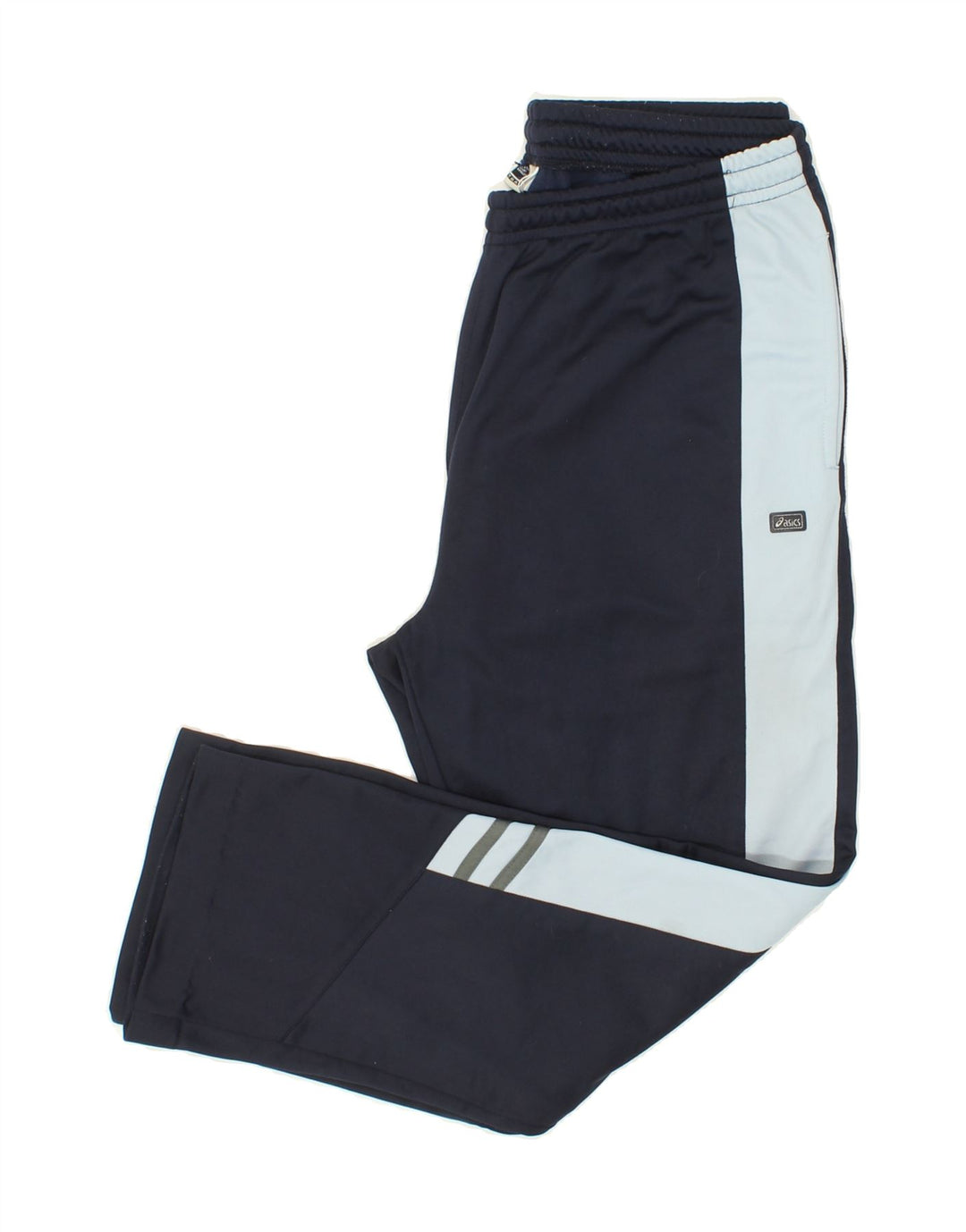 ASICS Womens Tracksuit Trousers XL Navy Blue Colourblock Polyester Vintage Asics and Second-Hand Asics from Messina Hembry 