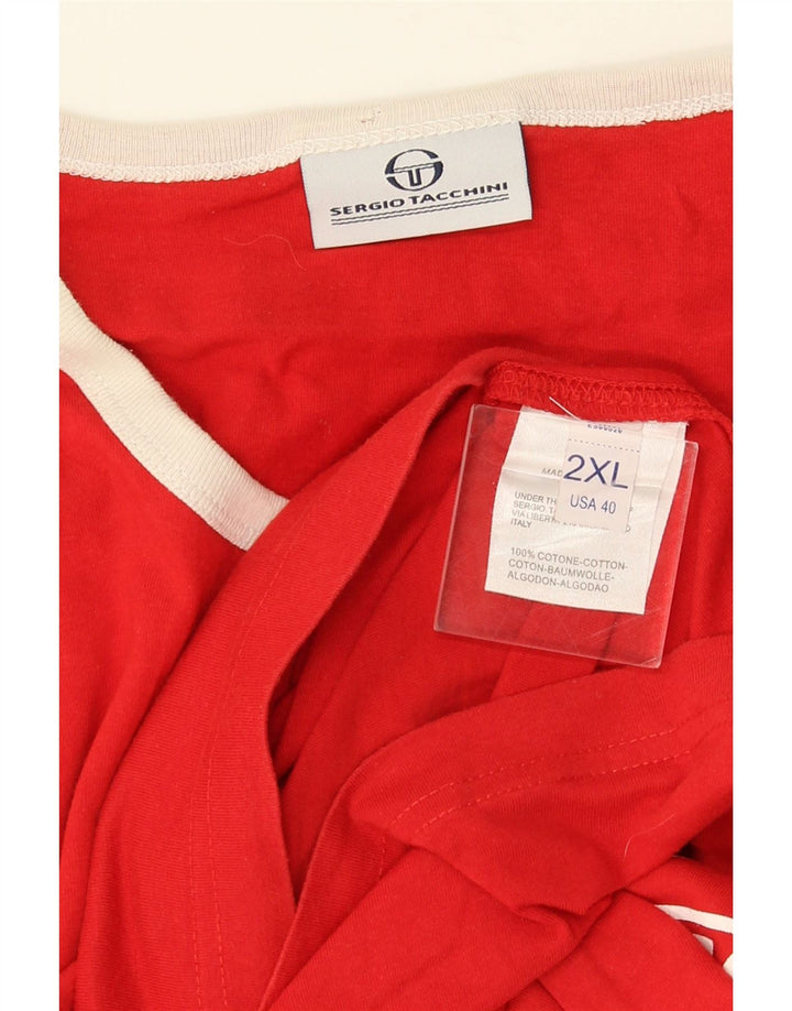 Sergio Tacchini Herre grafisk T-shirt top 2XL rød bomuld
