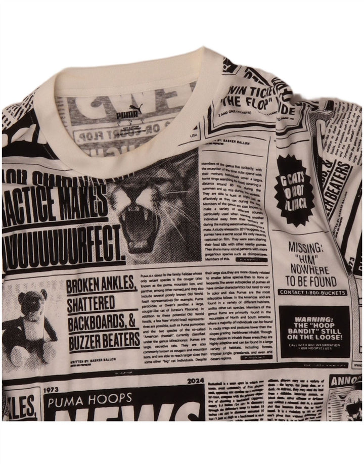 Puma Herre Avis Grafisk Top Langærmet Stor Hvid Bomuld