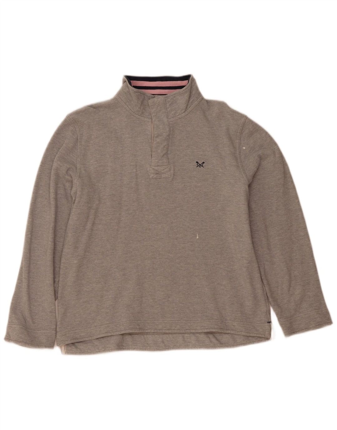 Besætningstøj Herre Zip Neck Sweatshirt Jumper Stor Grå Bomuld