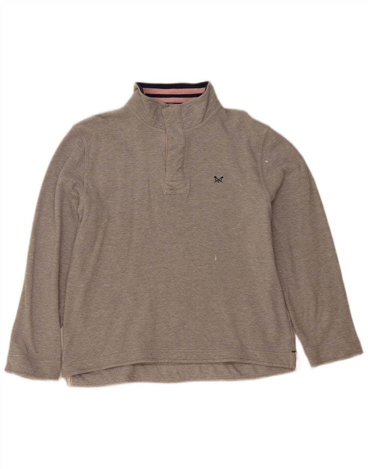 Besætningstøj Herre Zip Neck Sweatshirt Jumper Stor Grå Bomuld
