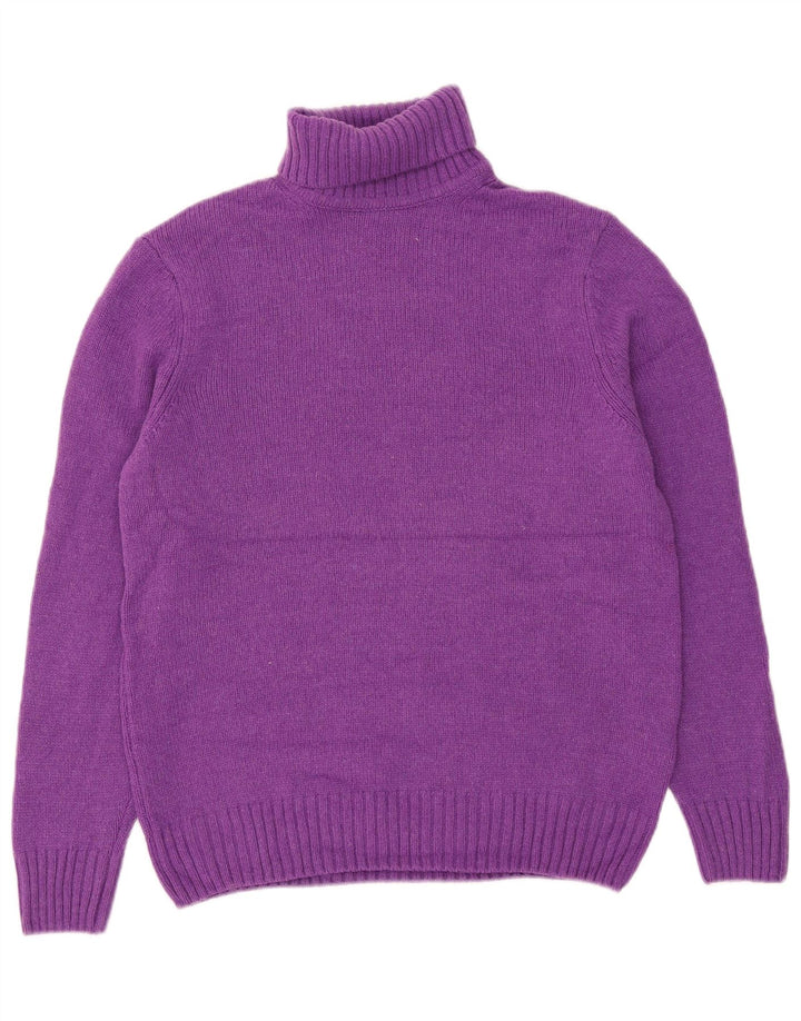 Zara Dame Rullehals Sweater UK 14 Medium Lilla Uld
