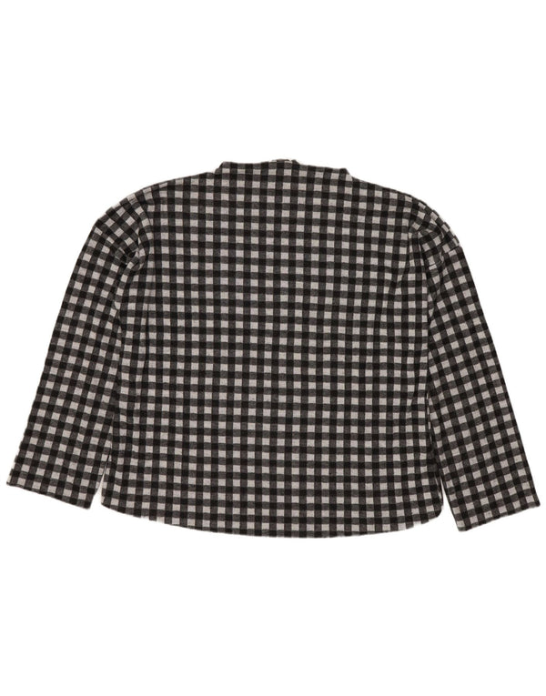 Zara Dame Trafaluc Oversized Top Langærmet UK 10 Small Black Gingham