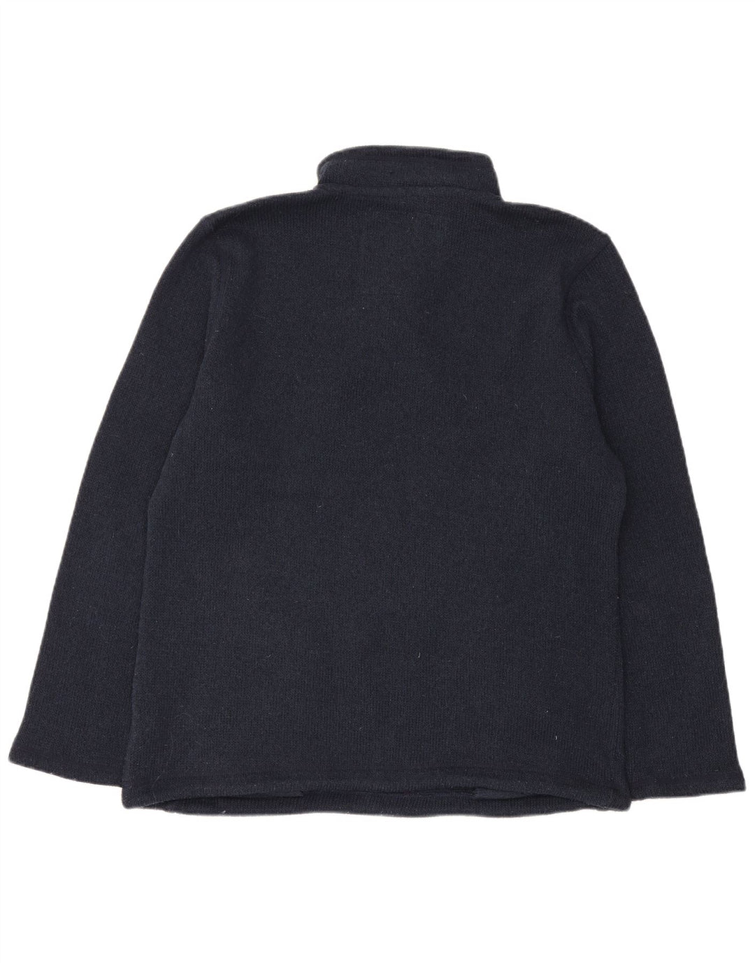 Weird Fish Herre Button Neck Jumper Sweater Large Navy Blue Polyester