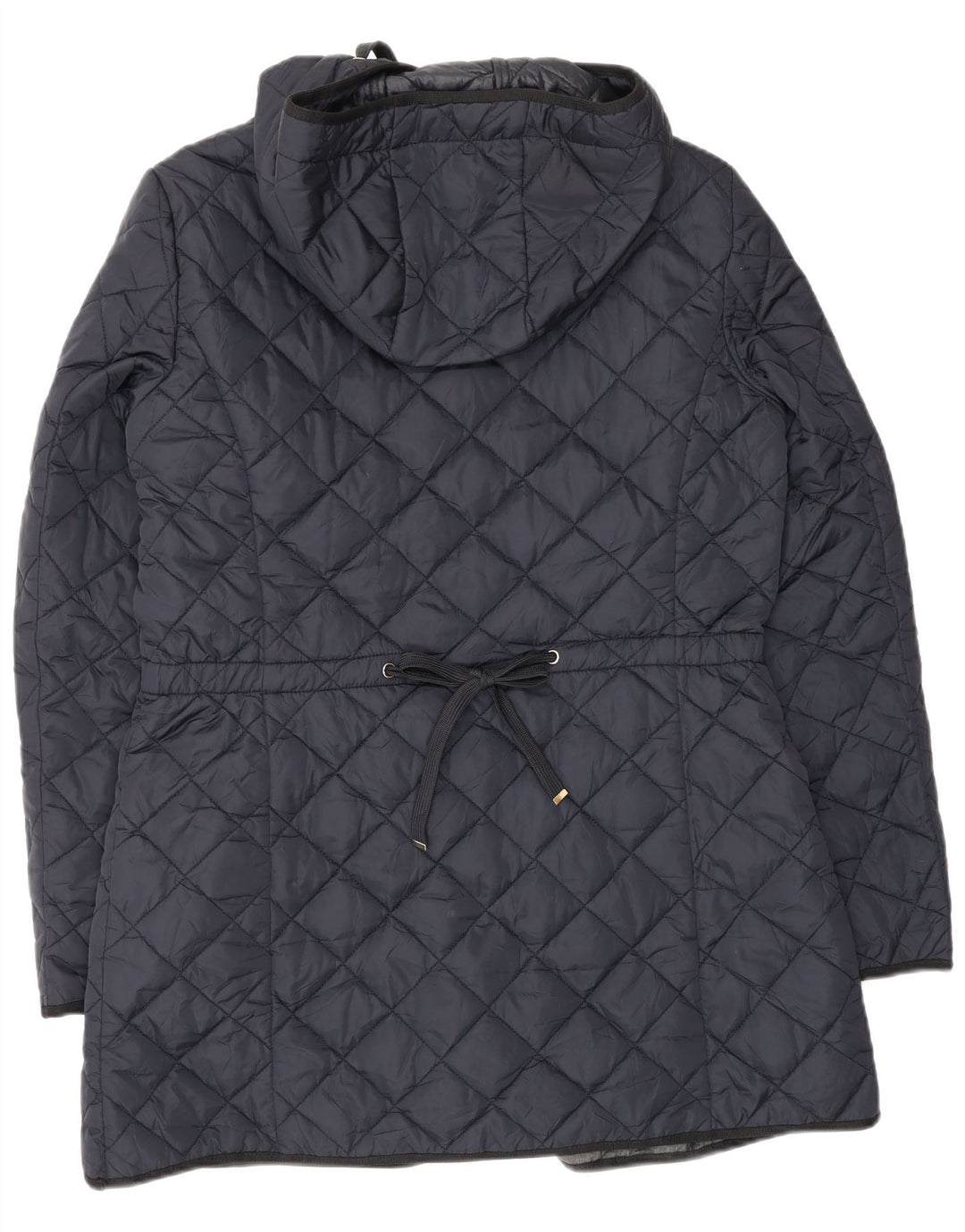 Massimo Dutti Dame Hætte Quiltet Jakke UK 18 XL Navy Blue