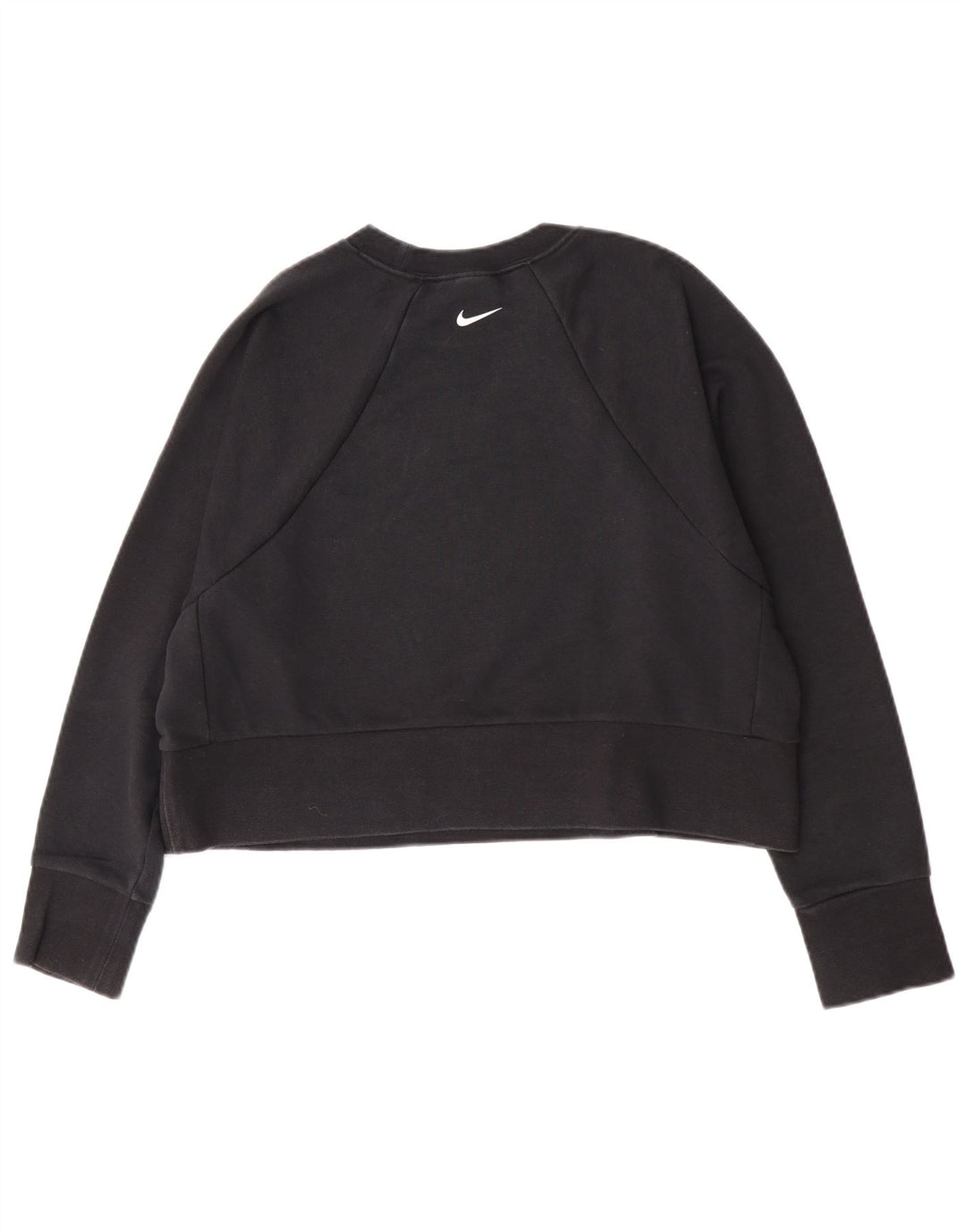 Nike Womens Crop Graphic Sweatshirt Jumper UK 14 Medium Black Bomuld