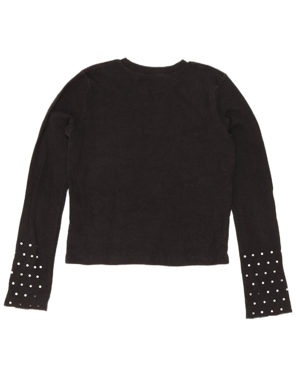 Zara Dame Trafaluc Crop Top Langærmet UK 10 Small Black Bomuld