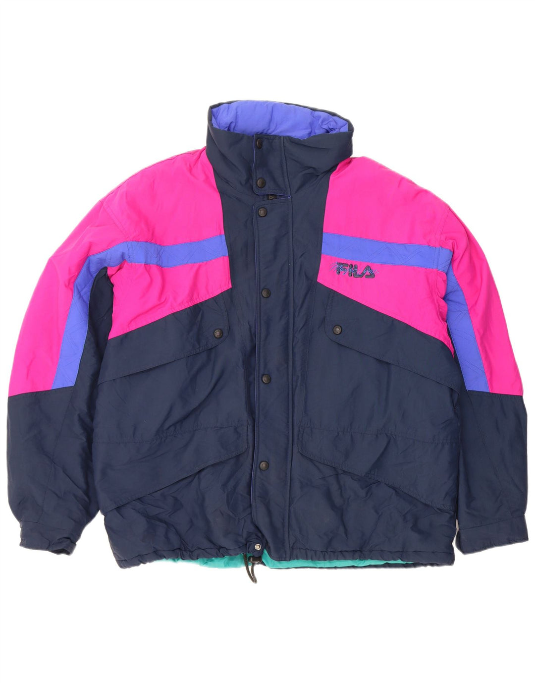 Fila Skijakke med hætte til mænd IT 54 2XL Marineblå Colourblock Polyester