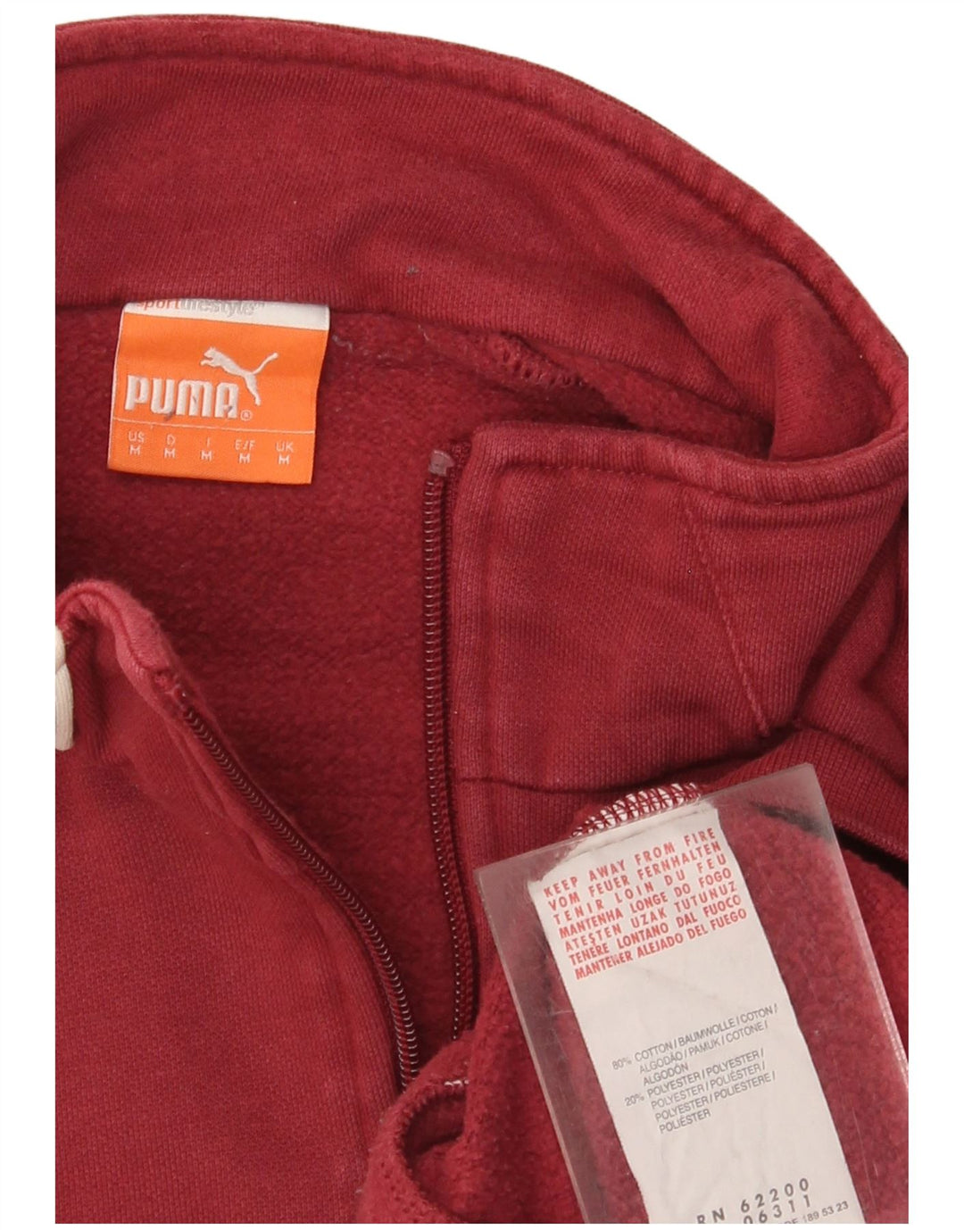 Puma Sweatshirt med lynlås til mænd Medium Bourgogne bomuld