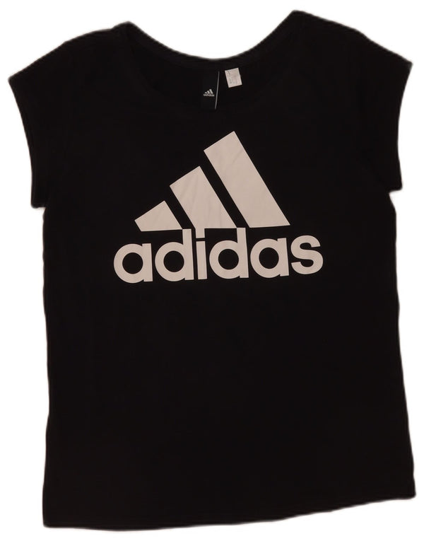 Adidas Dame Grafisk T-Shirt Top UK 12 Medium Sort